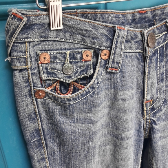 Vintage True Religion Jeans Rainbow Embroidered Bell Bottom All Cotton Flared 28 - Picture 2 of 16